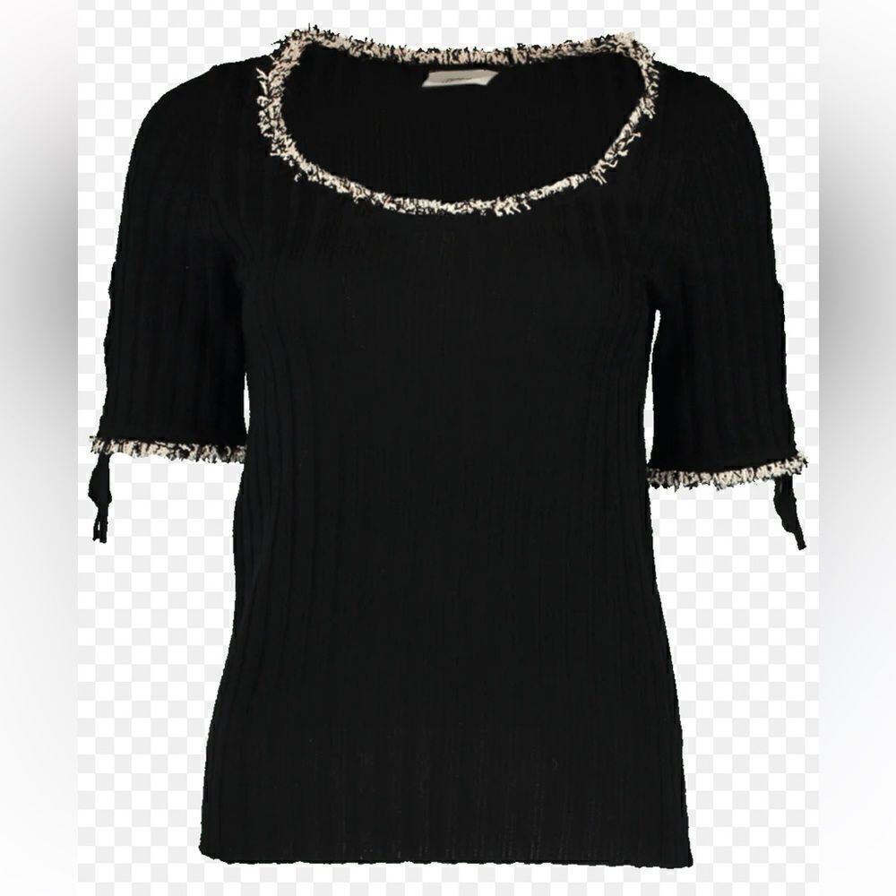 3.1 PHILLIP LIM Black Short Sleeves Wool Ribbed Sweater.Size XS